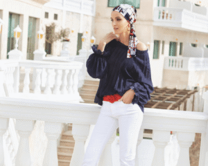 Bandana blanc et bleu-min